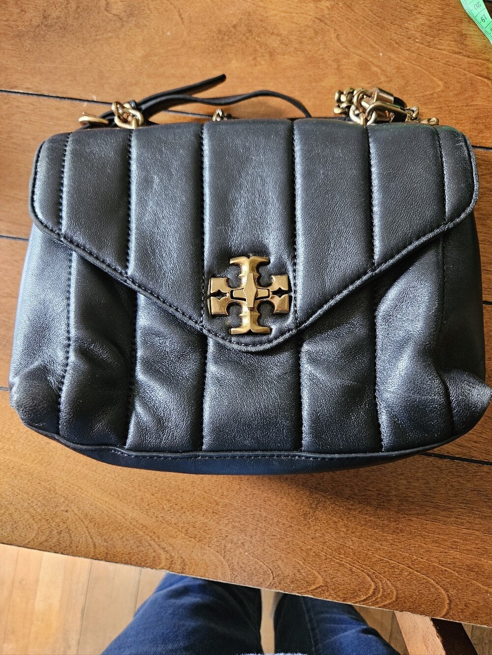 Tory Burch Kira Small Black Quilted Leather  Satchel Crossbody Bag